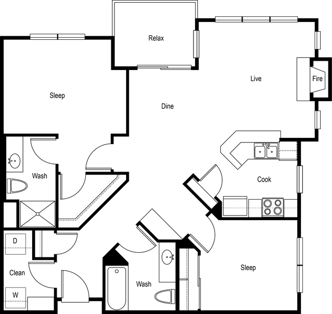 2x2 B - Standard B202 floor plan